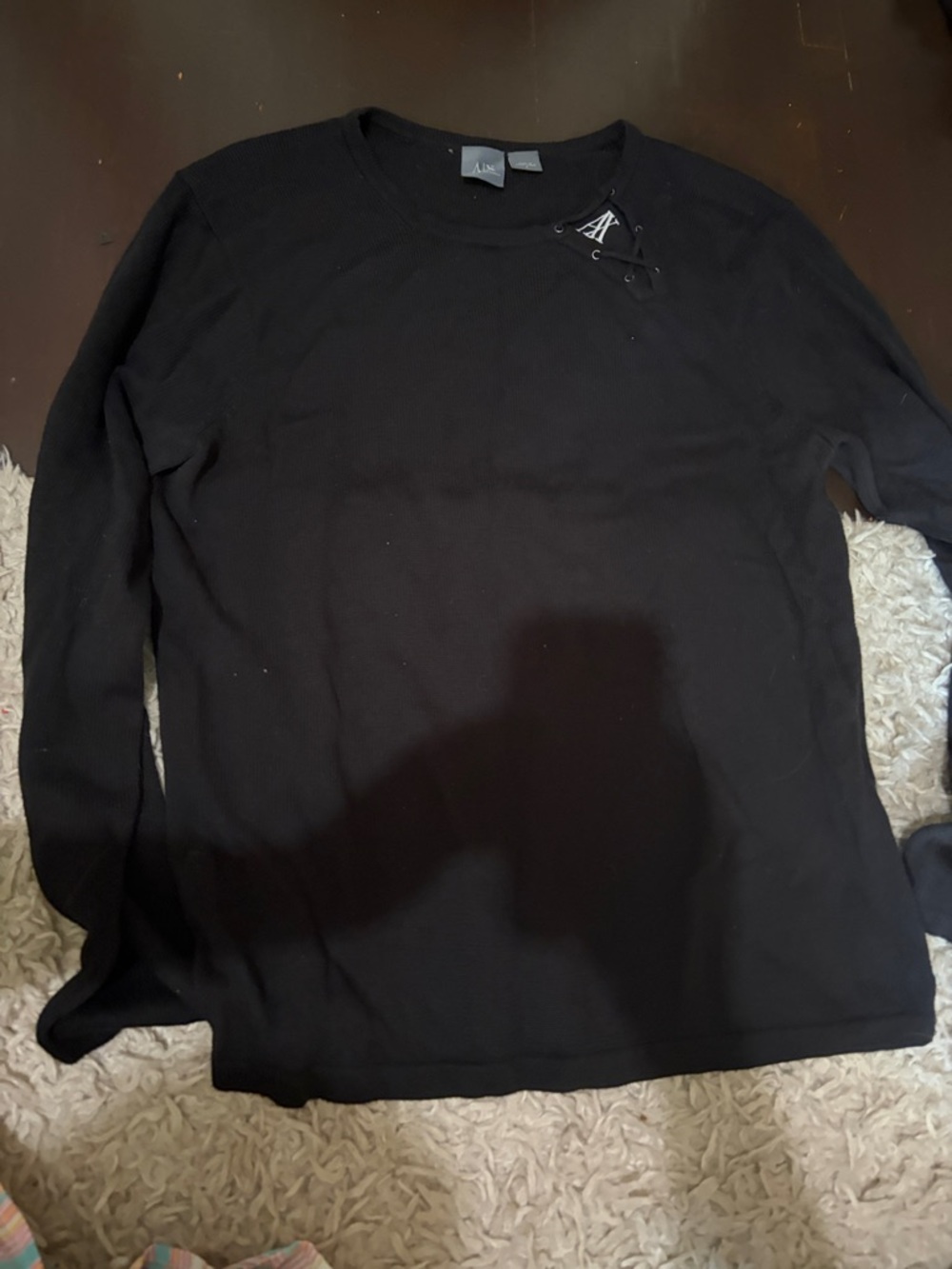 A/X Armani Exchange Black Long Sleeve Crewneck with Logo Detail